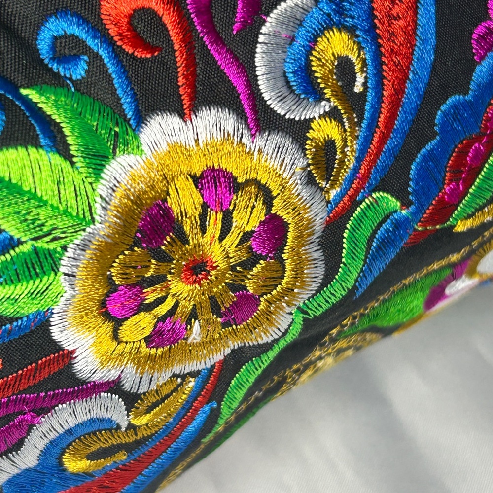 Embroidered Black Floral Women's Crossbody Bag - Picture 6 of 14